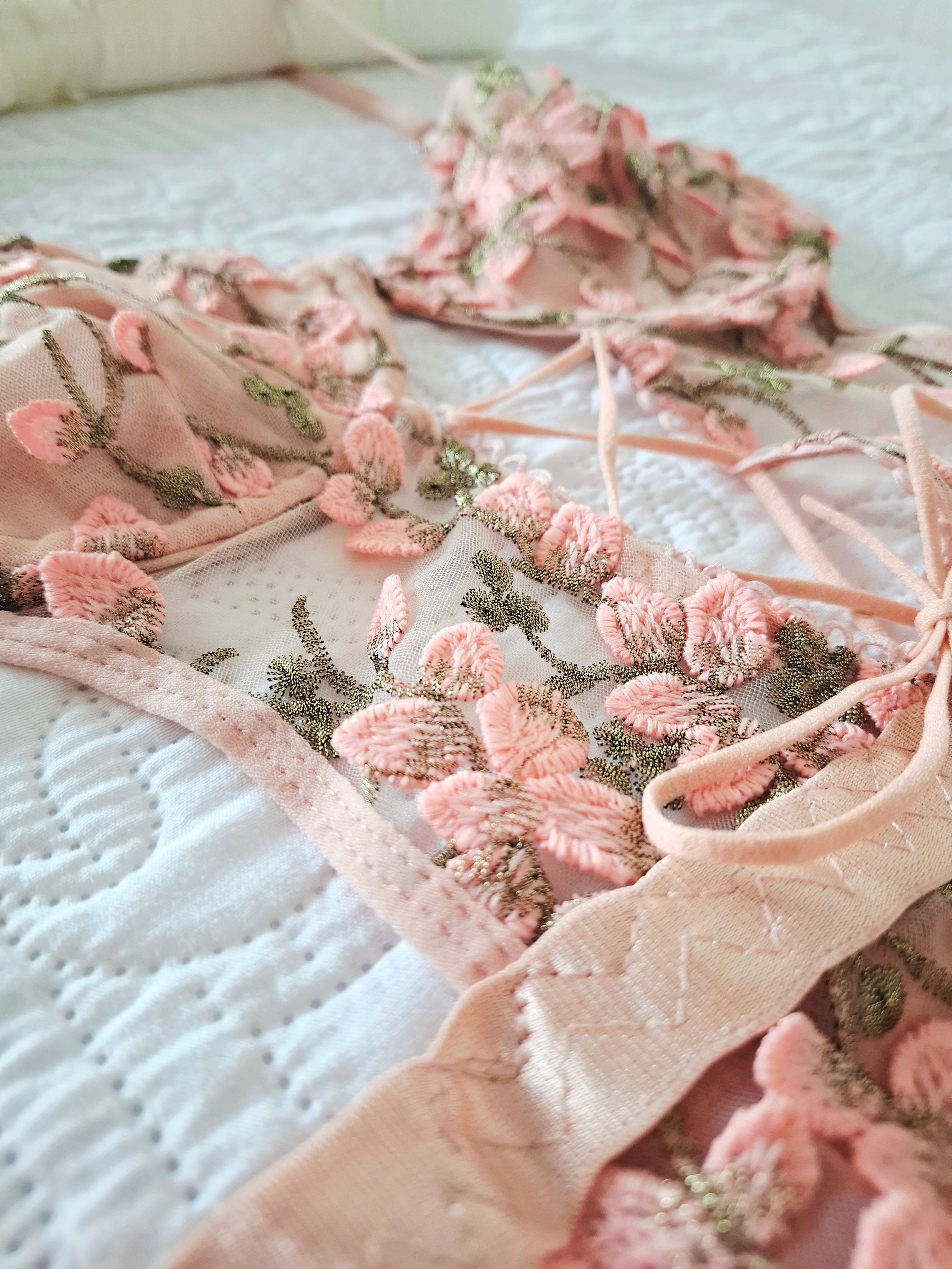 Camellia - Embroidered Lace-Up Bodysuit