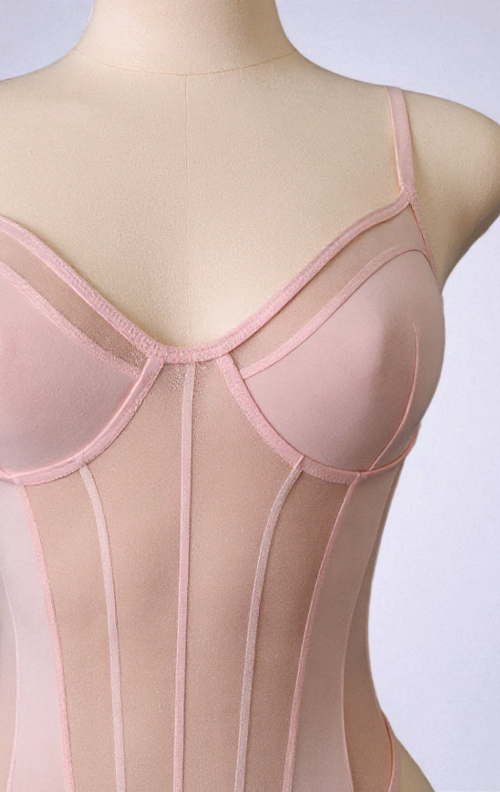 Muse - Semi-transparent body suit, dusty rose color